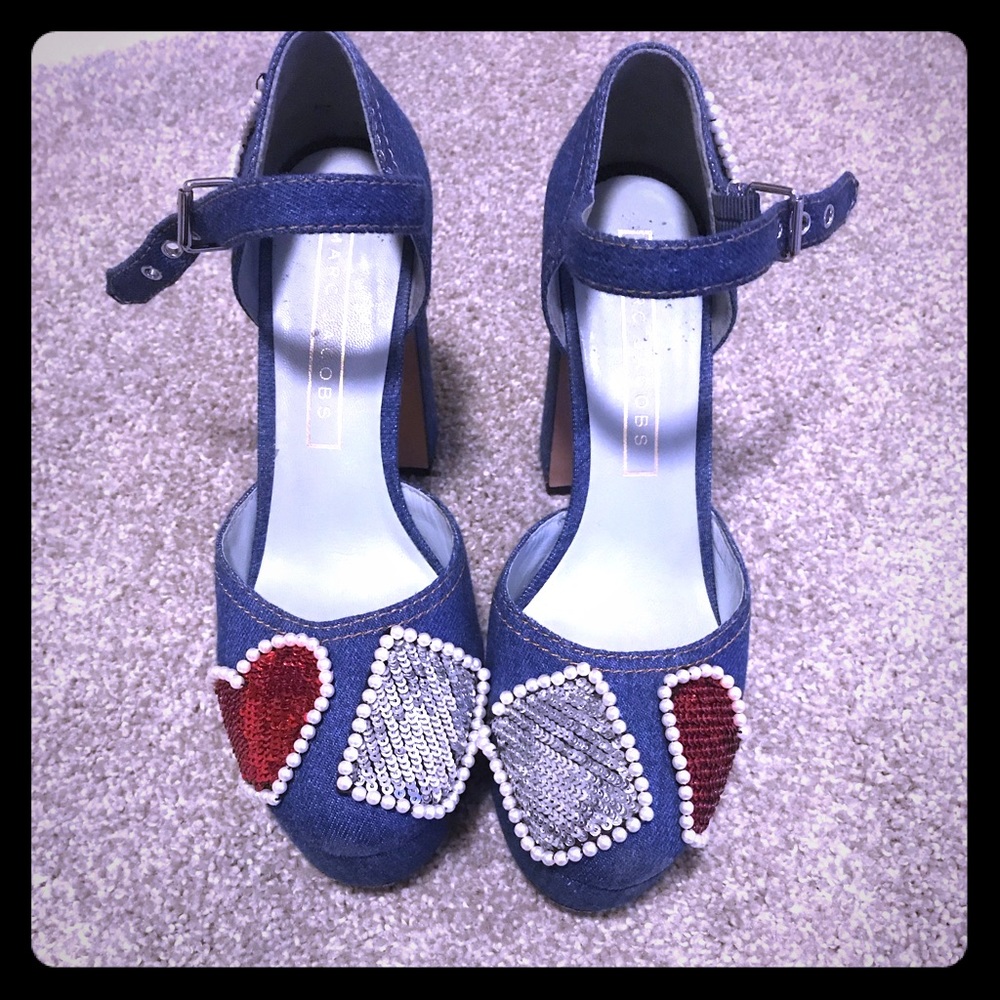 MARC JACOBS - Denim Platform Stack Heel